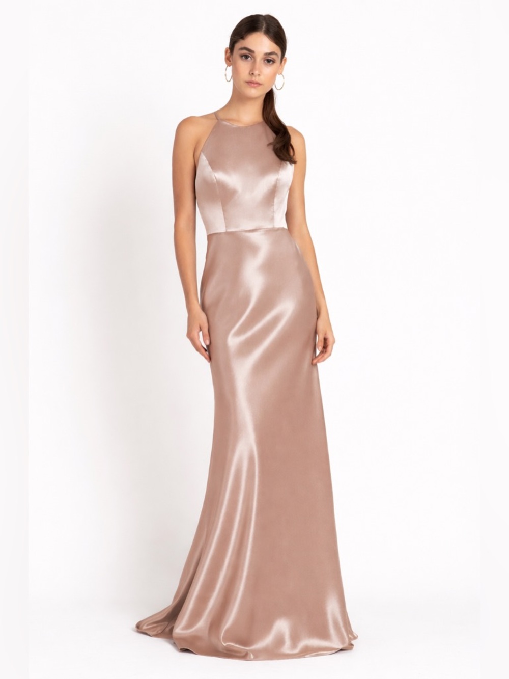 Jenny Yoo Women's Size 8 Alessia Bridesmaid Gown Maxi Dress Satin In petal pink